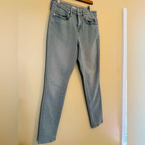 Green Straight Leg Jeans with Mid-Rise Waist